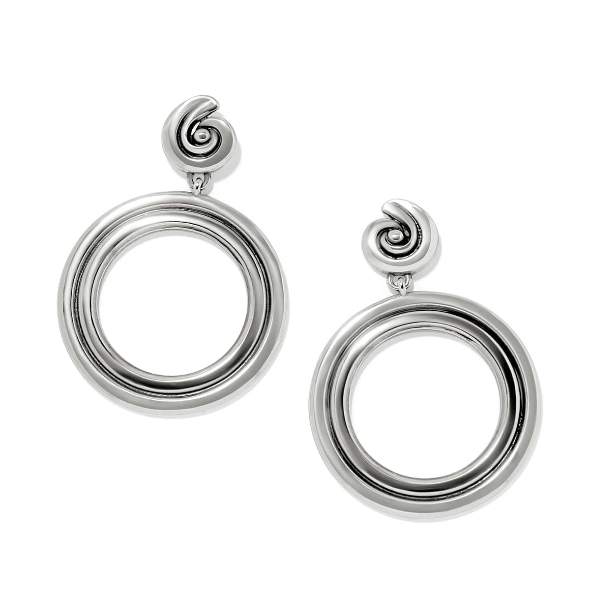 Contempo Moda Ring Post Drop Earrings — Silver