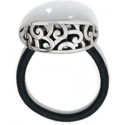 Deco Lace Ponytail Holder — Silver
