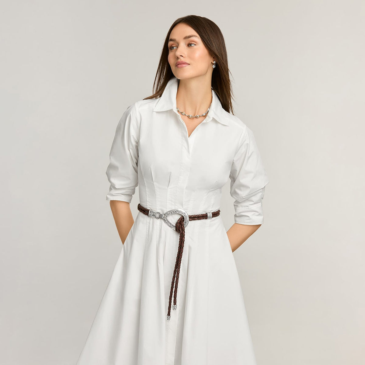 Double Barrel Braid Belt — Brown