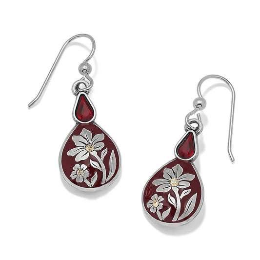 Everbloom Flora Petite French Wire Earrings — Silver-Red