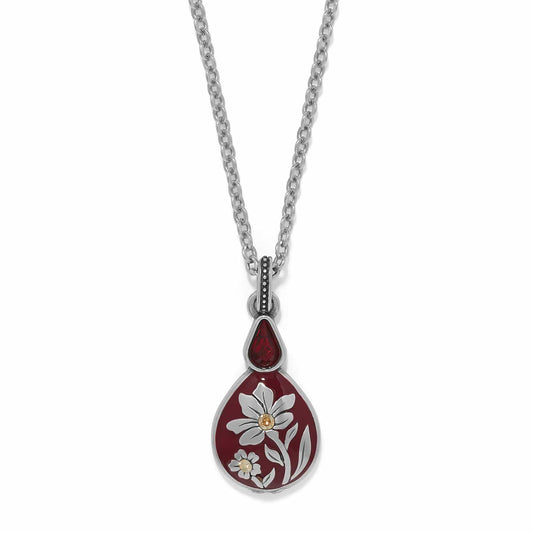 Everbloom Flora Petite Short Necklace — Silver-Red