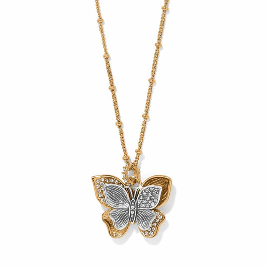 Everbloom Flutter Pave Necklace — Silver-Gold