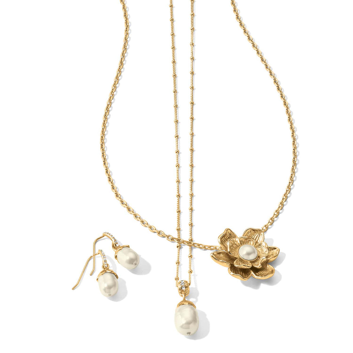 Everbloom Pearl Drop French Wire Earrings by Brighton