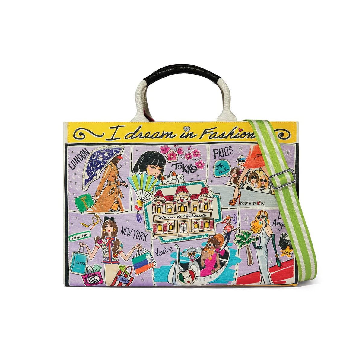 Fashionista Wanderlust Large Canvas Tote — Multi
