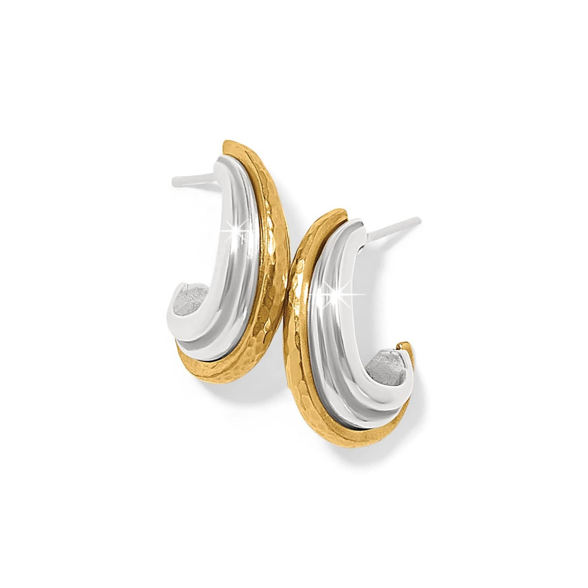 Ferrara Deco Small Hoop Earrings — Silver-Gold