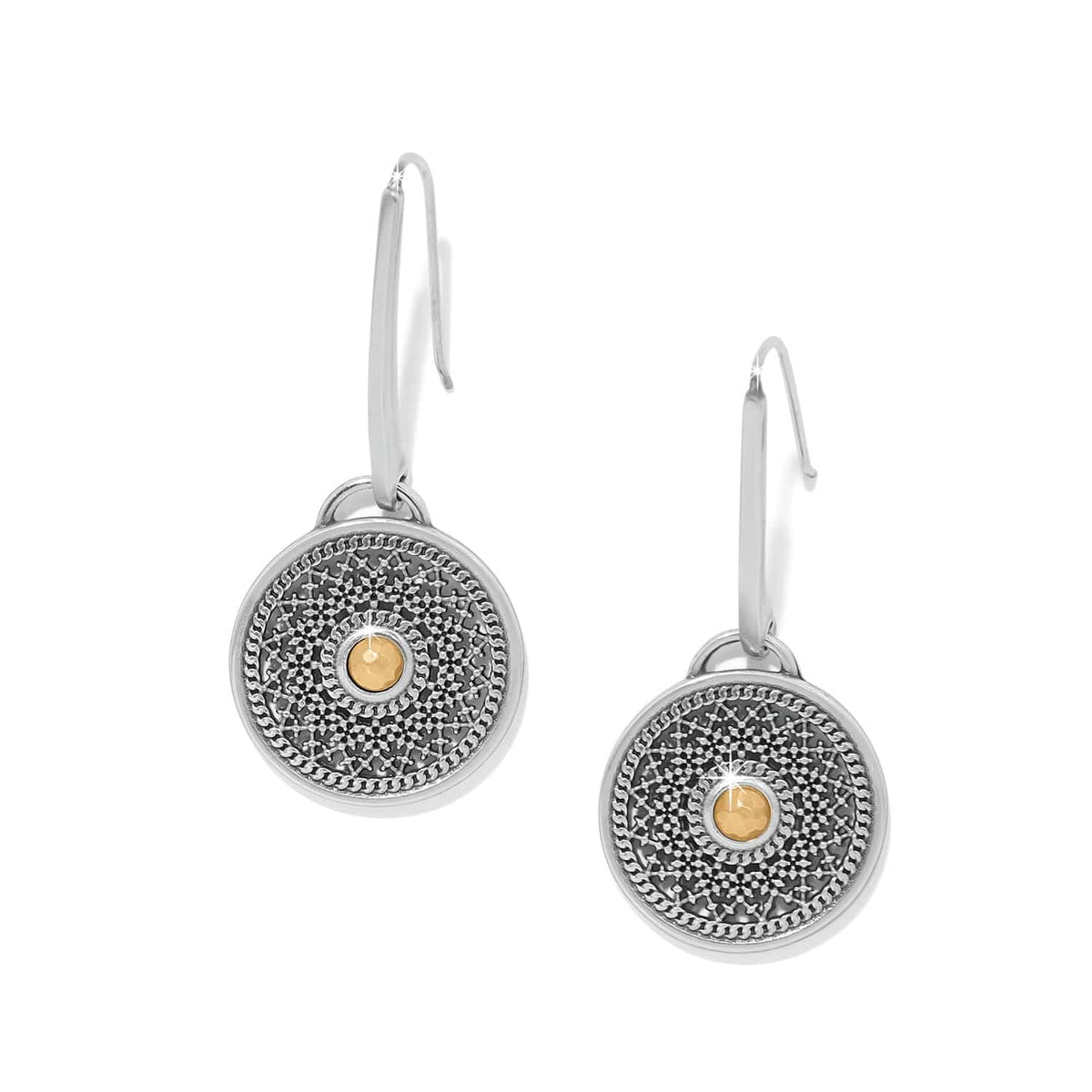 Ferrara Segreta Medallion French Wire Earrings — Silver-Gold