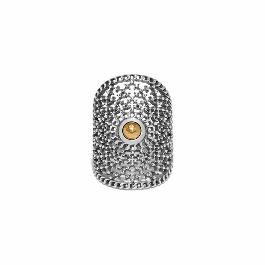 Ferrara Segreta Two Tone Round Ring — Silver-Gold