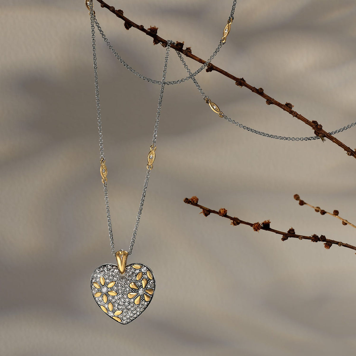 Garden Of Love Heart Convertible Necklace by Brighton