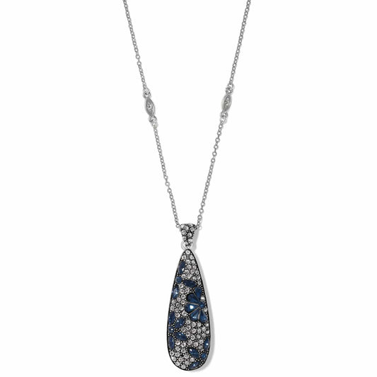 Garden Of Love Teardrop Necklace — Silver-Blue