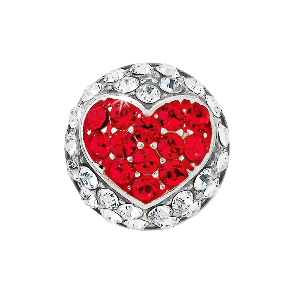 Glitter Hearts Ring Bead — Silver-Red