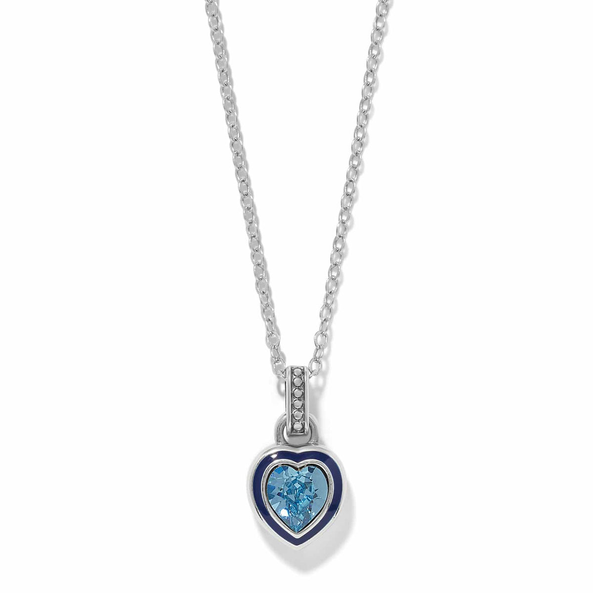 Halo Gemma Petite Heart Necklace — Silver-Aqua
