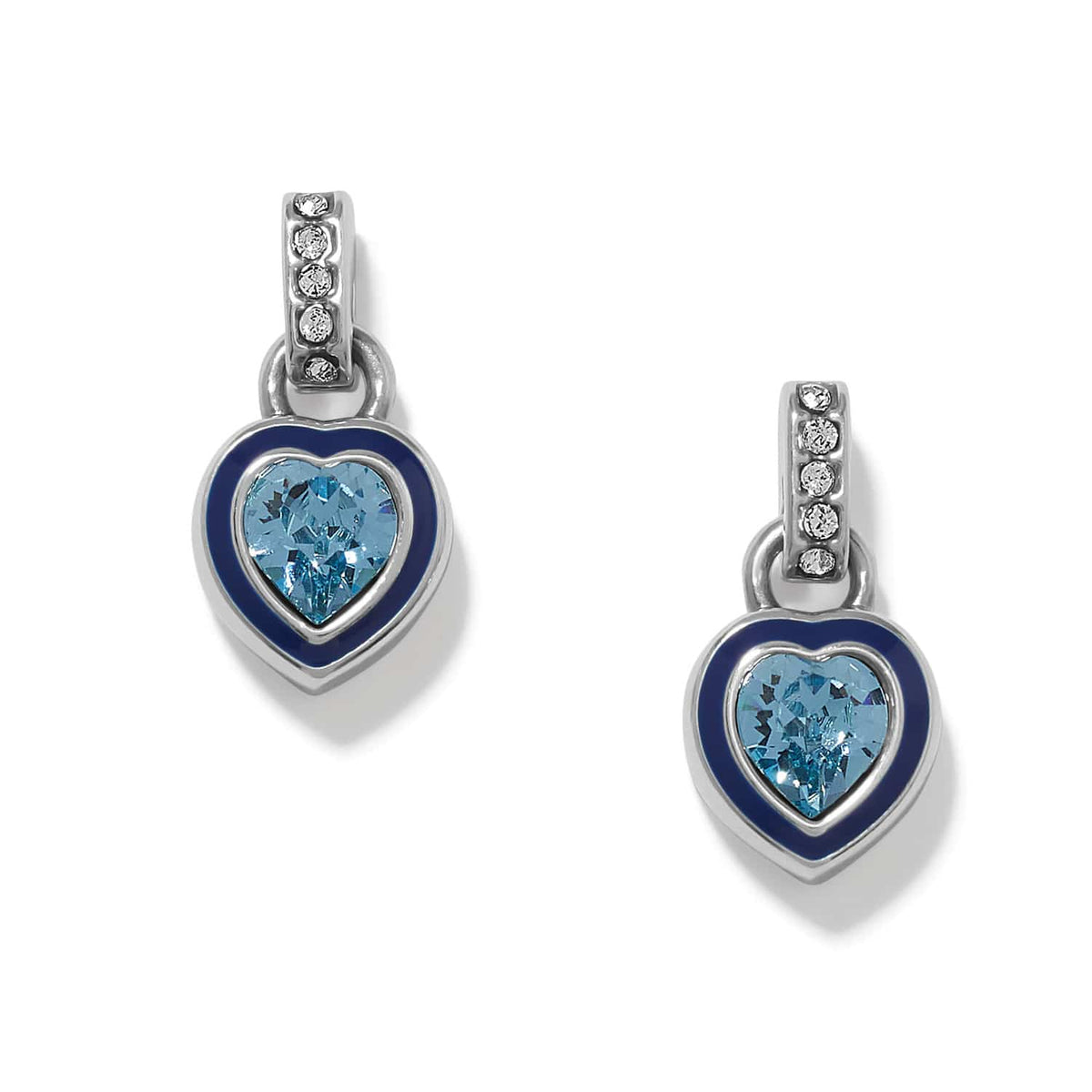 Halo Gemma Petite Heart Post Drop Earrings — Silver-Aqua