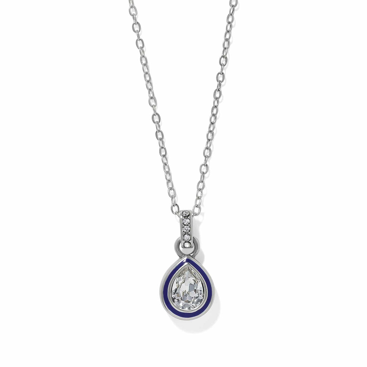 Halo Gemma Petite Teardrop Necklace — Silver-Blue