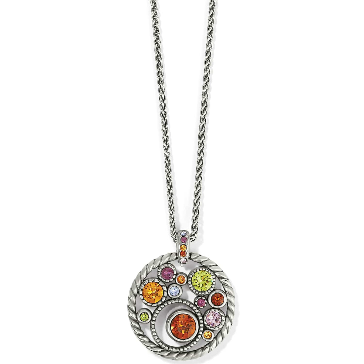 Halo Gems Necklace — Silver-Multi