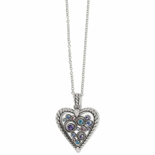 Halo Heart Necklace — Silver-Multi