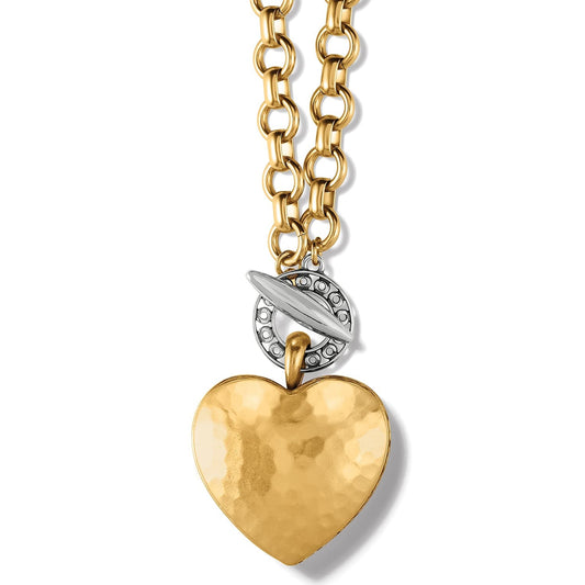 Inner Circle Two Tone Heart Toggle Necklace — Silver-Gold