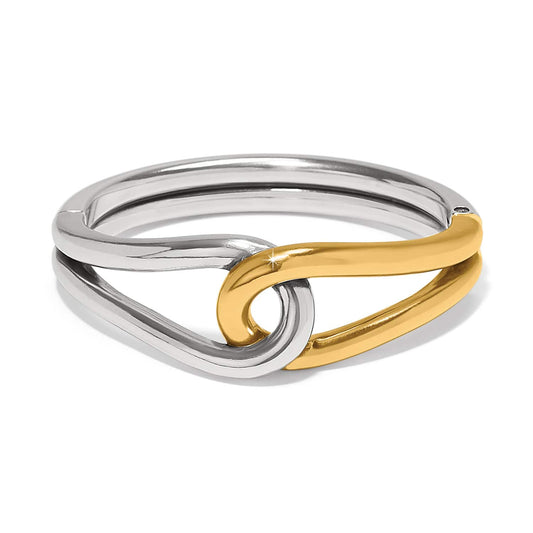 Interlok Curve Two Tone Hinge Bangle — Silver-Gold