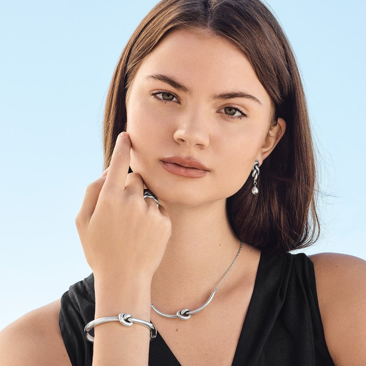Interlok Single Knot Drop Earrings by Brighton