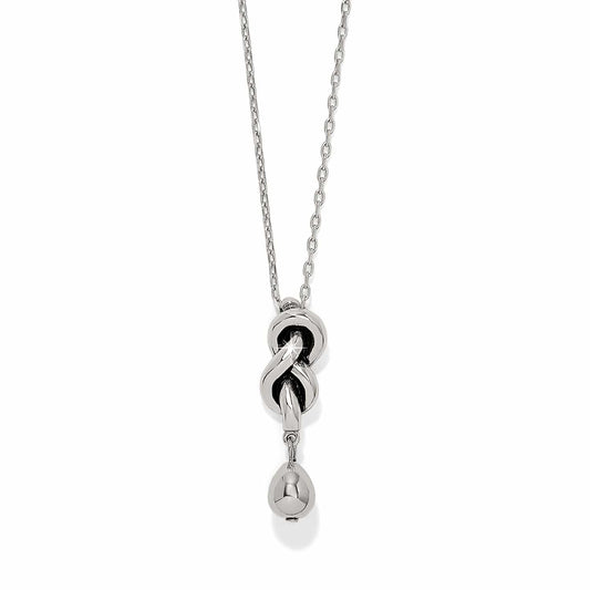 Interlok Single Knot Drop Necklace — Silver