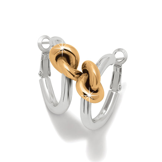 Interlok Single Knot Two Tone Hoop Earrings — Silver-Gold