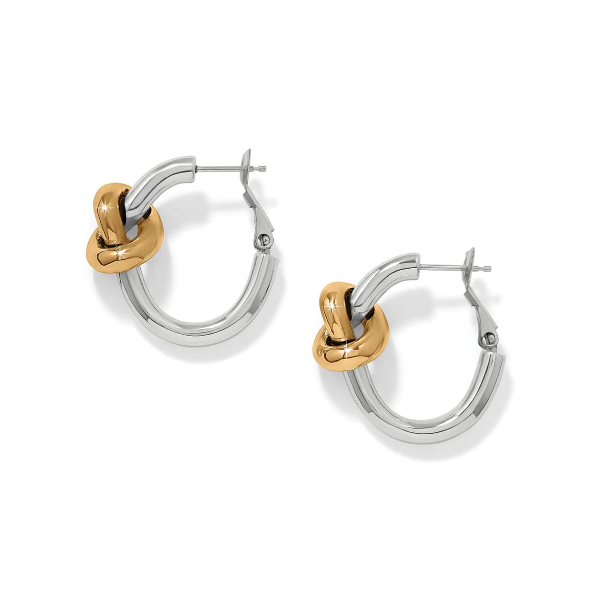 Interlok Single Knot Two Tone Hoop Earrings by Brighton