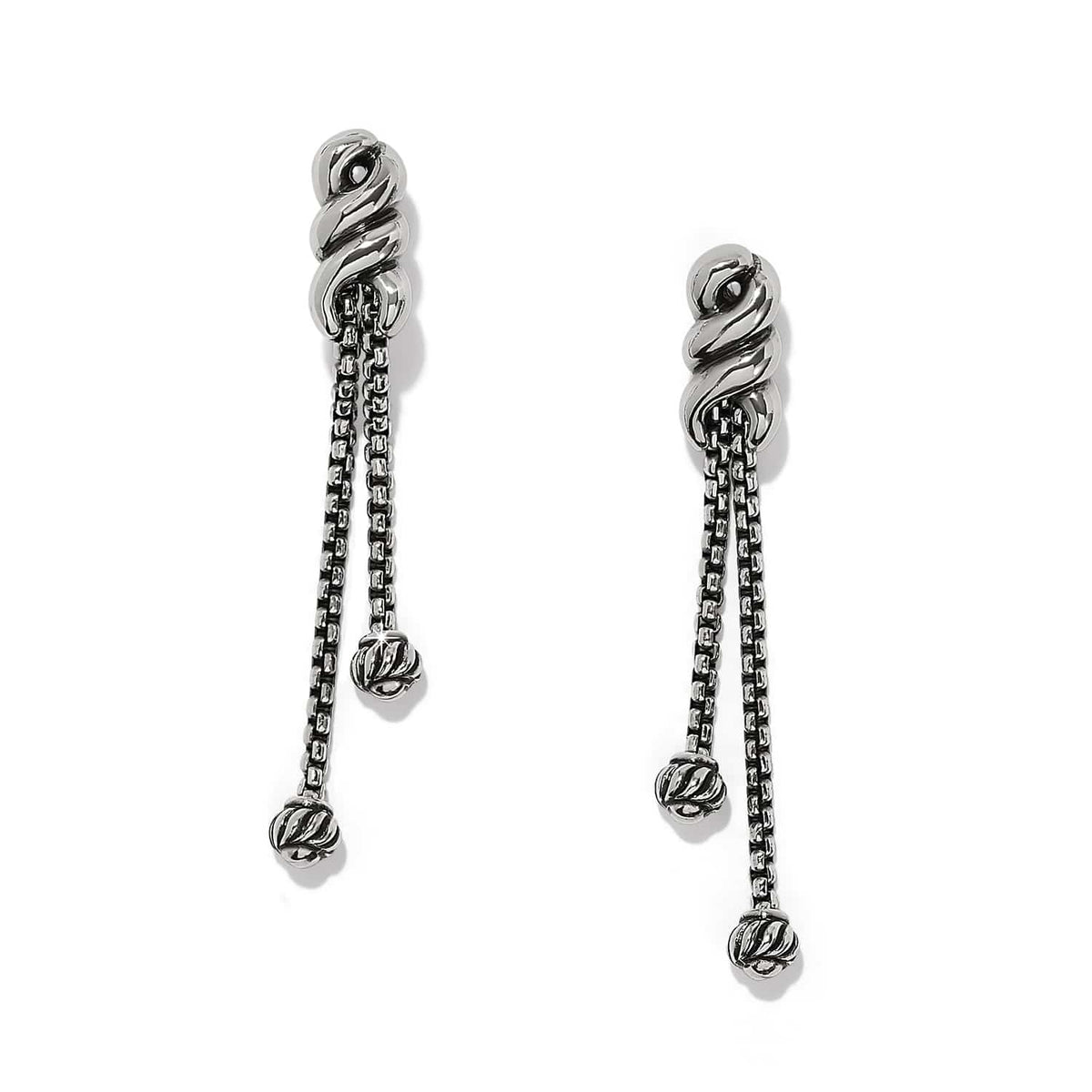 Interlok Twist Double Post Drop Earrings — Silver