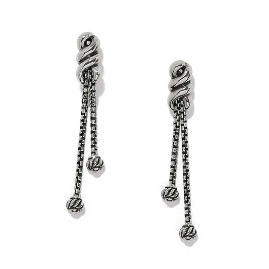 Interlok Twist Double Post Drop Earrings — Silver