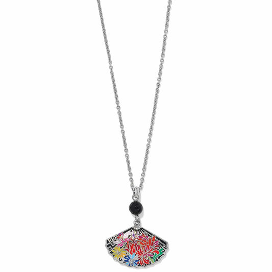 Kyoto In Bloom Fan Petite Necklace — Silver-Multi