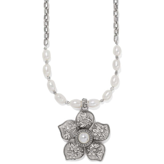Kyoto In Bloom Pearl Necklace — Silver-Pearl