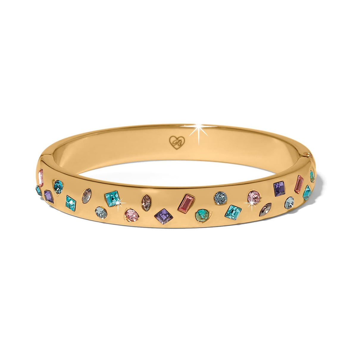 Love Messages B Radiant Bright Hinged Bangle — Gold-Multi
