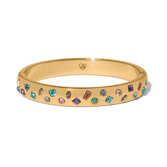 Love Messages B Radiant Bright Hinged Bangle — Gold-Multi