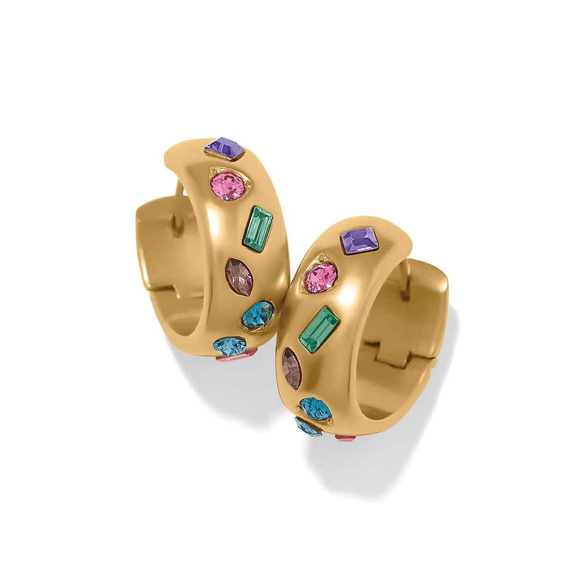 Love Messages B Radiant Bright Hoop Earrings — Gold-Multi