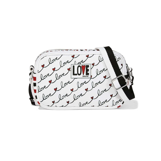 Love Scroll Cross Body Bag — White-Multi