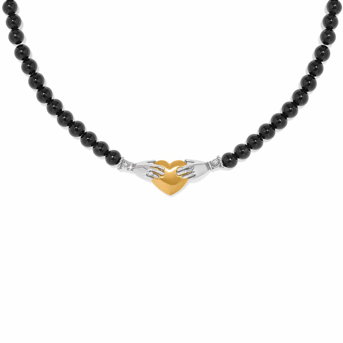 Loving Hands Necklace — Silver-Black