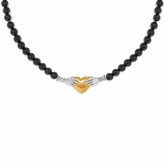 Loving Hands Necklace — Silver-Black