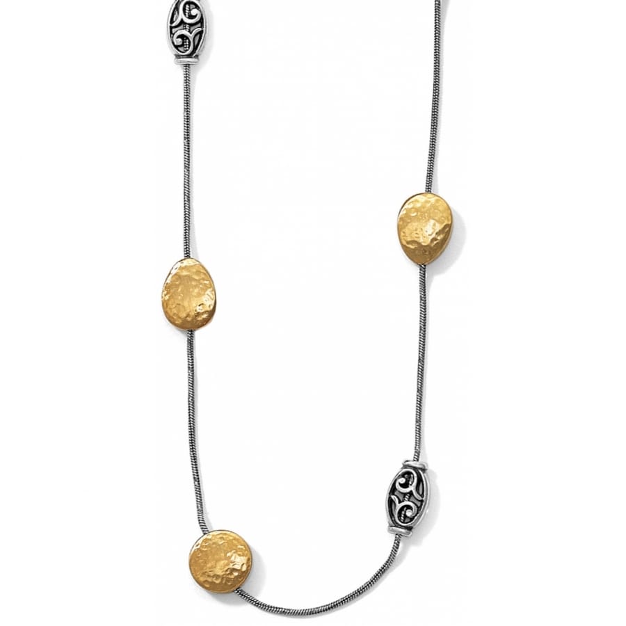 Mediterranean Long Necklace — Silver-Gold Brushed