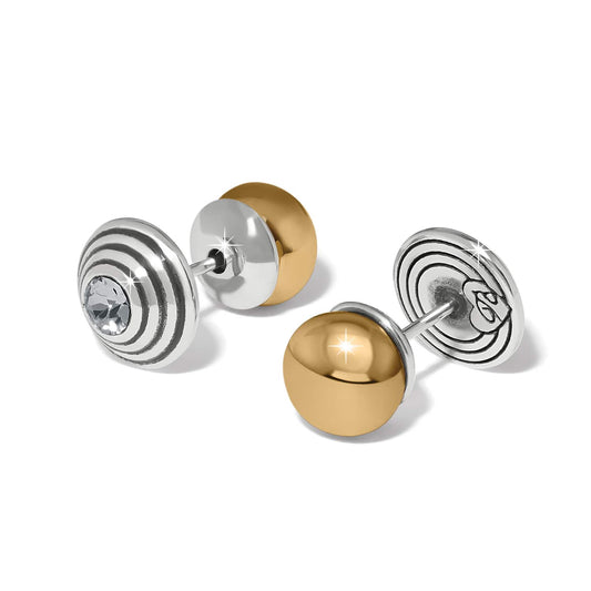 Meridian Etage II Round Post Earrings — Silver-Gold