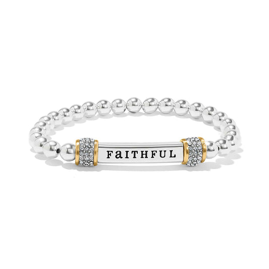 Meridian Faithful Two Tone Stretch Bracelet — Silver-Gold