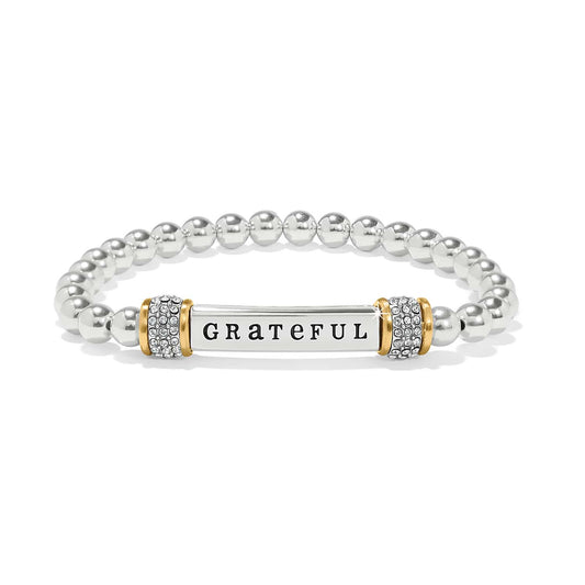 Meridian Grateful Two Tone Stretch Bracelet — Silver-Gold