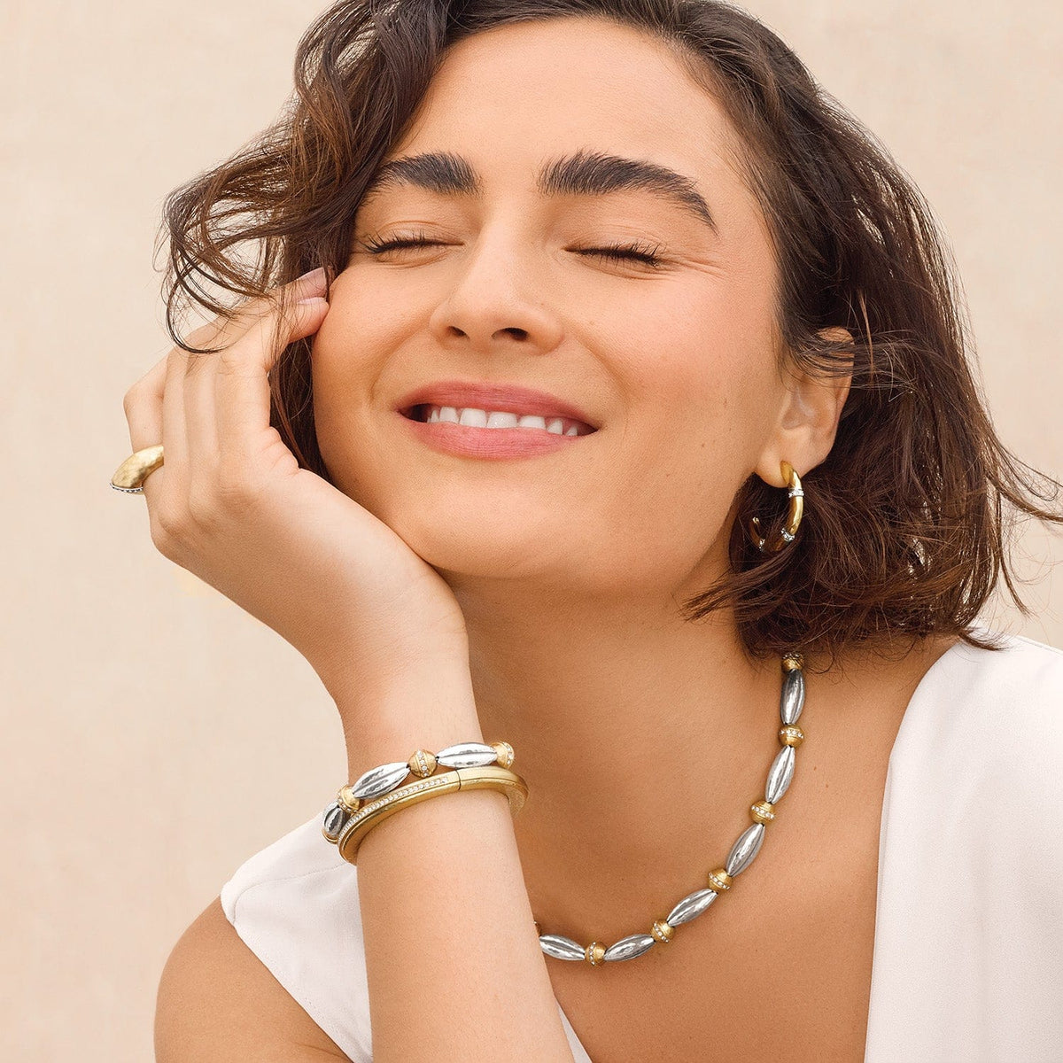 Meridian Orbit Bead Two Tone Bracelet by Brighton