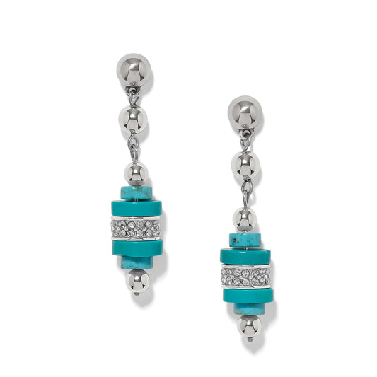 Meridian Petite Sphere Turquoise Post Drop Earrings — Silver-Turquoise