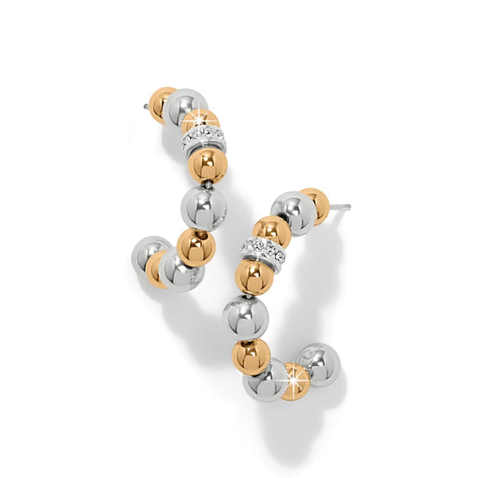Meridian Petite Station Hoop Earrings — Silver-Gold