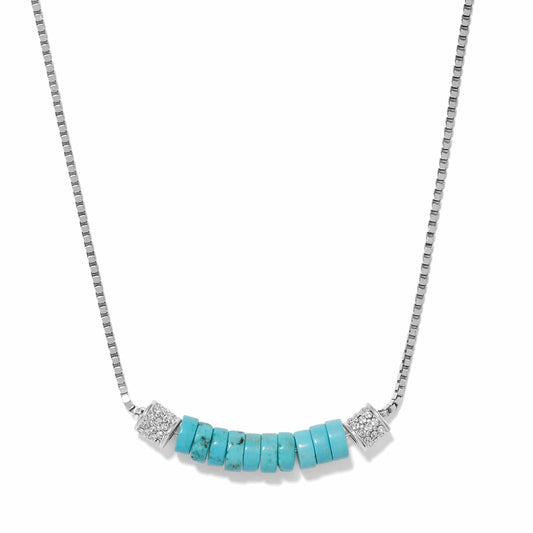 Meridian Petite Station Turquoise Necklace — Silver-Turquoise