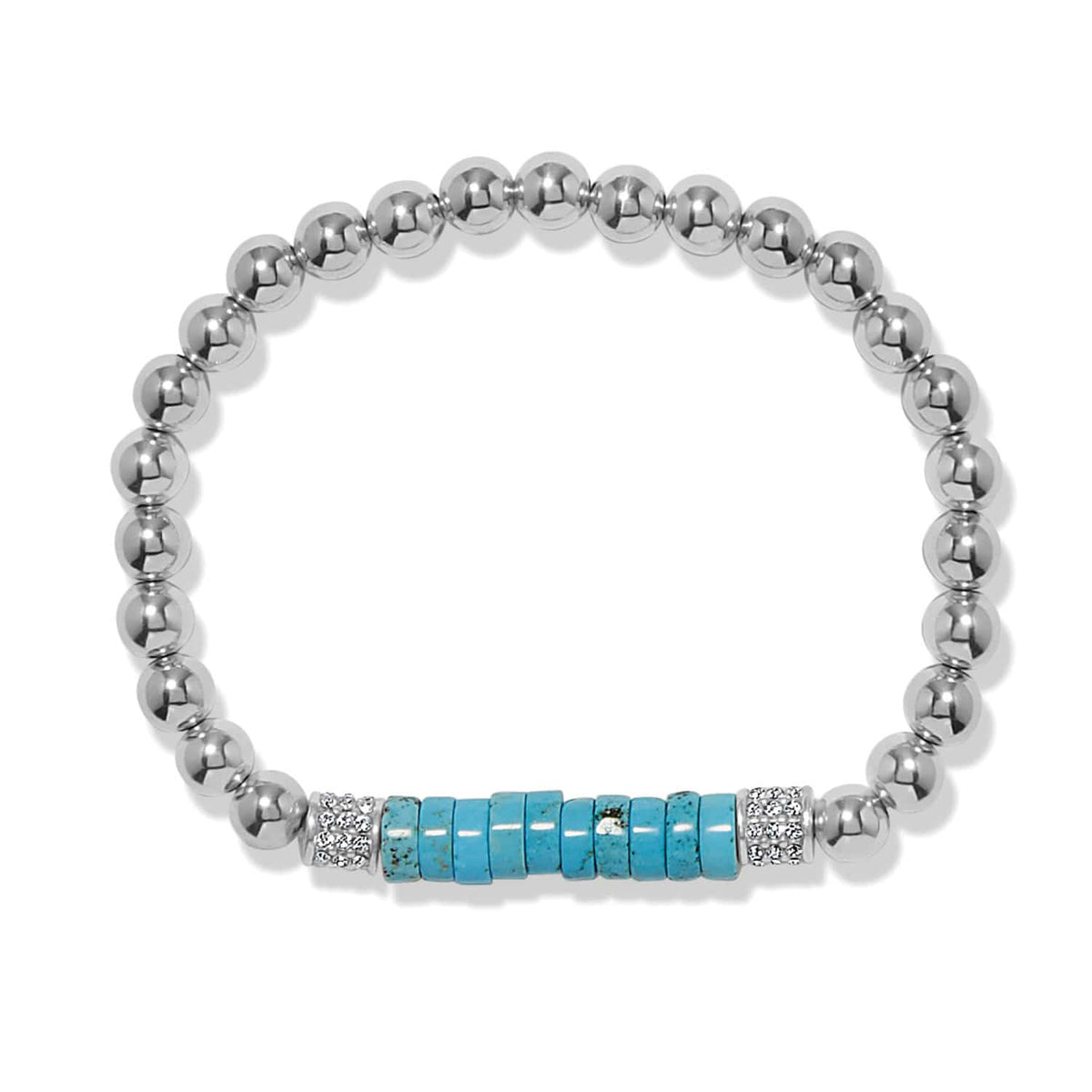 Meridian Petite Station Turquoise Stretch Bracelet — Silver-Turquoise