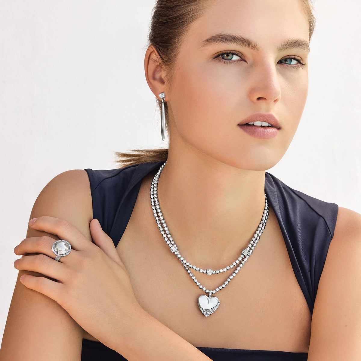 Meridian Petite Wave Heart Necklace by Brighton