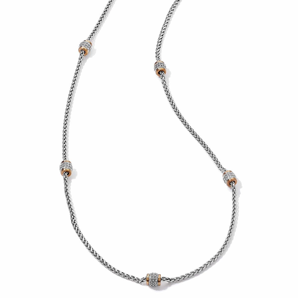 Meridian Two Tone Long Necklace — Silver-Gold