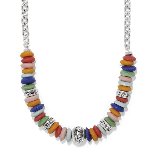 Mingle Medley Beaded Sphere Necklace — Silver-Multi