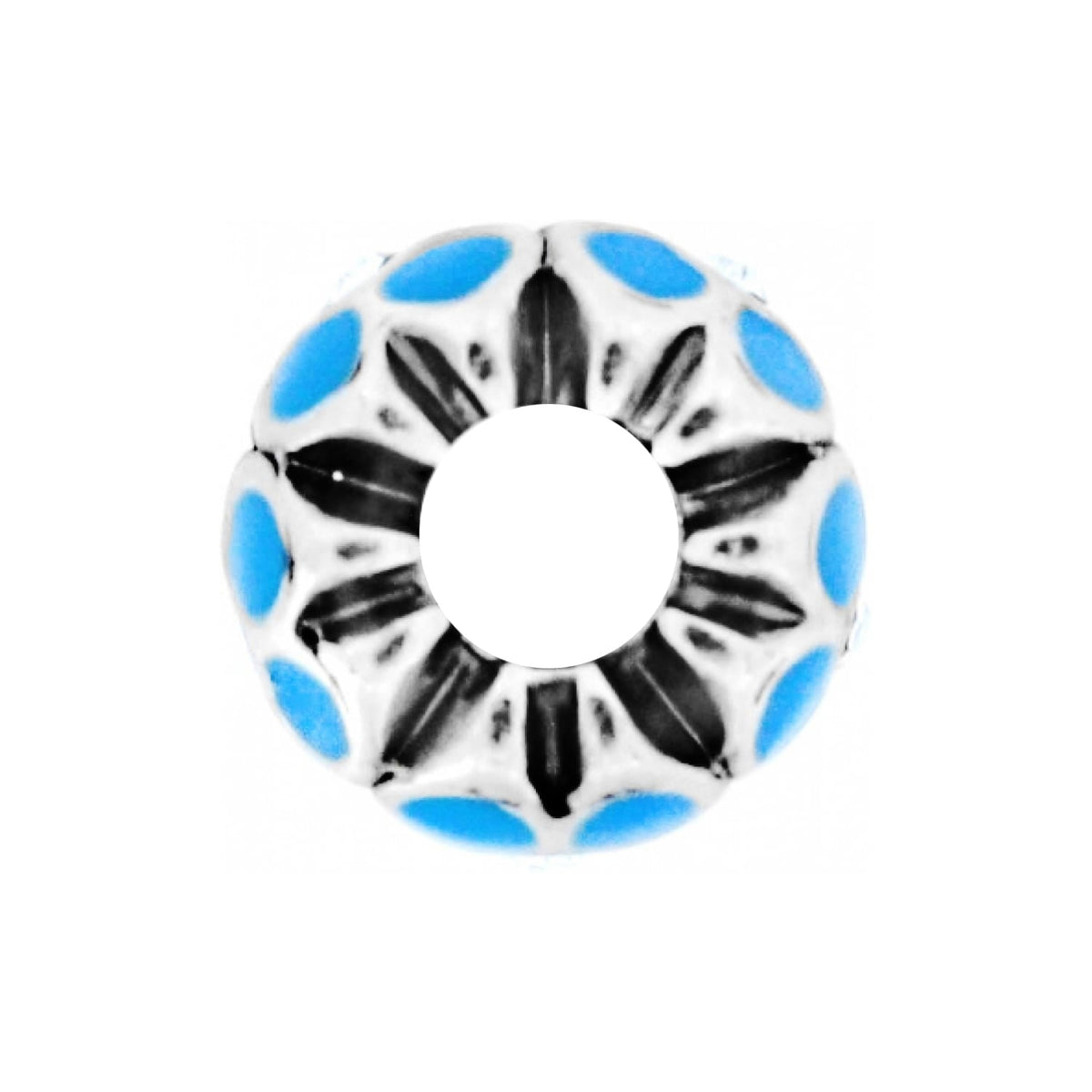 Mini Ring Of Flower Bead — Silver-Black