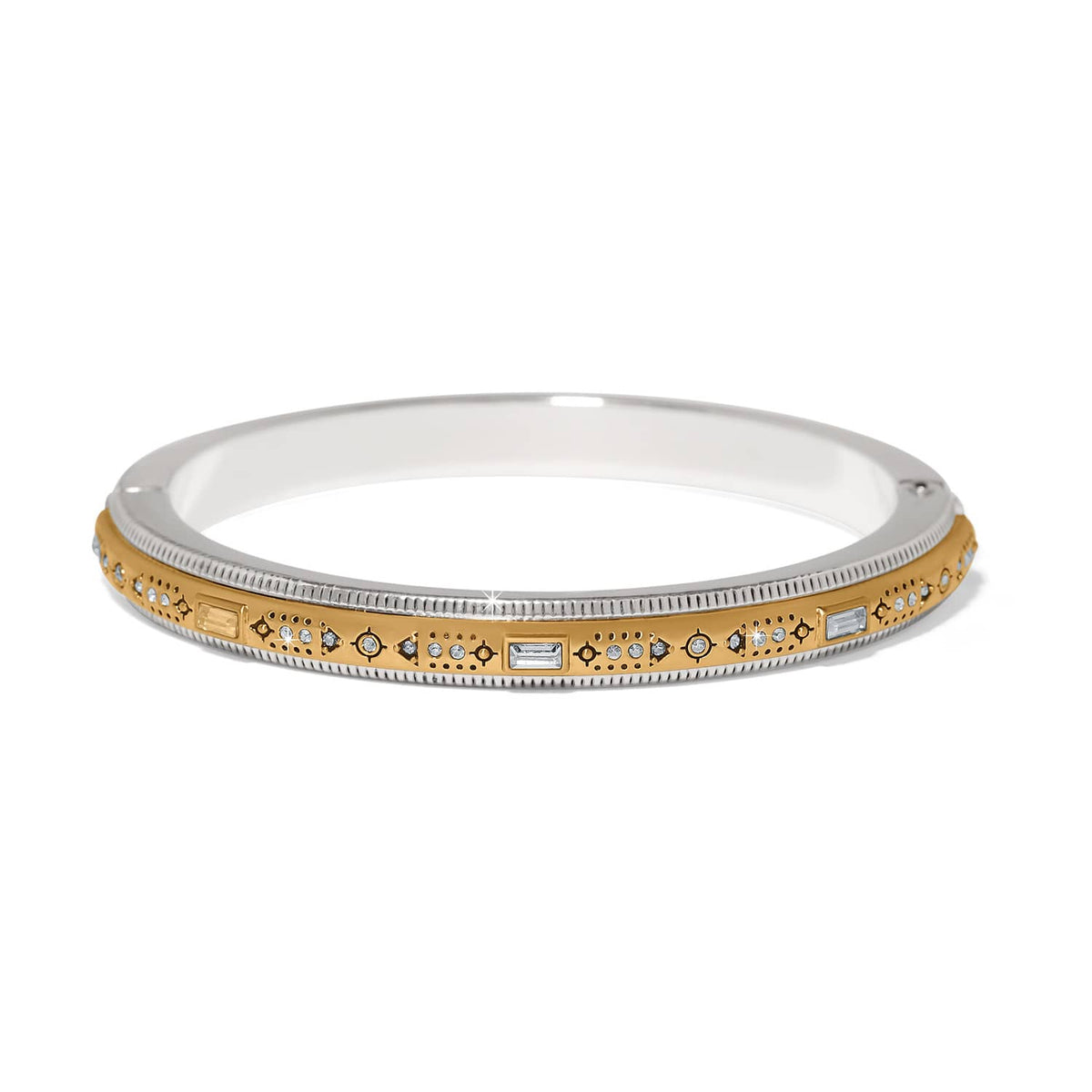 Mosaic Nova Hinged Bangle — Silver-Gold
