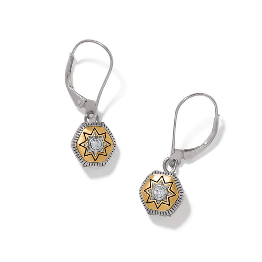 Mosaic Nova Mini Leverback Drop Earrings — Silver-Gold